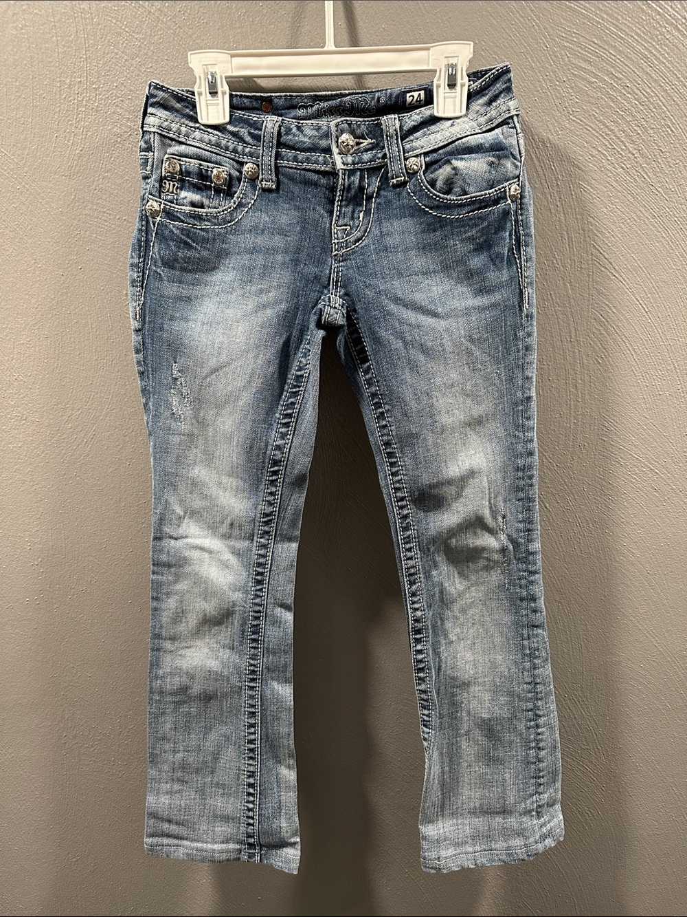 Vintage Low Rise Miss Me Light Blue Boot Cut Jeans